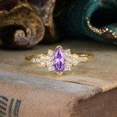 Marquise Cut Amethyst Vintage Engagement Ring